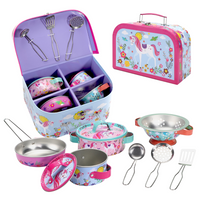 SOKA Kitchenware Set Metal Kids 10 PCS Kitchen Set with Carry Case UNICORN