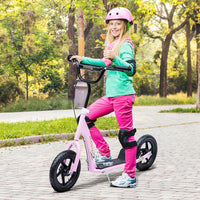HOMCOM Push Scooter Teen Kids Stunt Bike Ride On with 12 inch EVA Tyres PINK