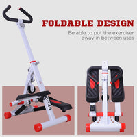 HOMCOM Foldable Stepper Adjustable Step Machine with Handlebar LCD Display Red