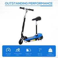 HOMCOM Kids Foldable Electric Powered Scooters 120W Toy Brake Kickstand Blue