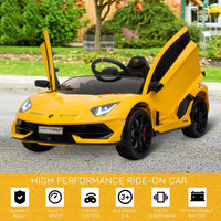 Lamborghini SVJ 12V Ride-On Car with Lights Music Remote 3-8 Yrs YELLOW