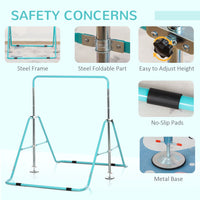 HOMCOM Kids Gymnastics Bar with Adjustable Height Foldable Training Bar Green