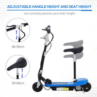 HOMCOM Kids Foldable Electric Powered Scooters 120W Toy Brake Kickstand Blue