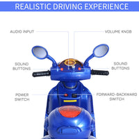 HOMCOM Electric Ride on Toy Car Kids Motorbike Children Battery Tricycle BLUE