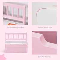 HOMCOM 2-in-1 Wooden Toy Box Kids Seat Bench Storage Chest with Pneumatic Rod