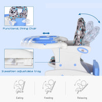 HOMCOM 3-in-1 Convertible Baby High Chair Booster Seat with Removable Tray Blue