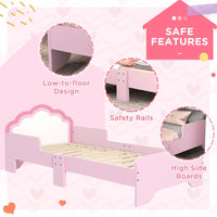 ZONEKIZ Toddler Bed Frame Cloud-Designed Princess Bed 143 x 74 x 55cm Pink
