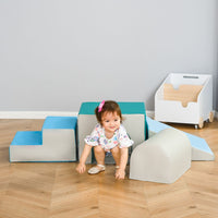 HOMCOM 4-piece Soft Play Set Baby Foam Climber Block Toy Toddler 1-3 Years