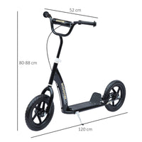 HOMCOM Push Scooter Teen Kids Stunt Bike Ride On with 12 inch EVA Tyres Black