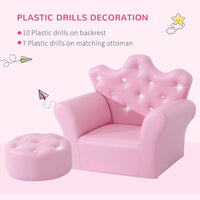 HOMCOM Children Kids Sofa Set Armchair Chair Seat With Free Footstool PU Leather Pink