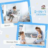 ZONEKIZ Two-In-One Wooden Toy Box Kids Storage Bench with Safety Rod Grey