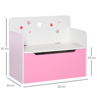 HOMCOM Kids Wooden Toy Box Children Storage Chest Bench Organiser Bedroom Pink