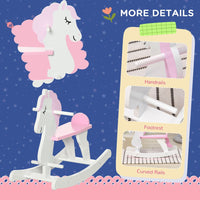 HOMCOM Kids Wooden Ride On Toy Rocking Horse with Handlebar Foot Pedal Pink