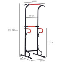 HOMCOM Steel Multi-Use Exercise Power Tower Station Adjustable Height with Grips