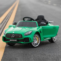 Mercedes Benz AMG GTR 12V Licensed Ride-On Car with Lights Music Remote GREEN