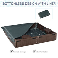 Outsunny Kids Outdoor Sandbox with Canopy Backyard for 3-12 years old Brown