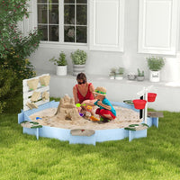 Outsunny Kids Sandbox Outdoor Playset for Ages 3-7 Years Blue