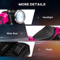 HOMCOM 6V Electric Motorbike with Training Wheels Toddler One-Button Start PINK