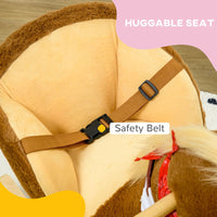 HOMCOM Kids Rocking Horse Plush Baby Rocking Chair with Safety Harness Sounds