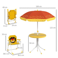 Outsunny Kids Bistro Table and Chair Set with Lion Theme Adjustable Parasol