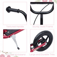 HOMCOM Push Scooter Teen Kids Stunt Bike Ride On with 12 inch EVA Tyres RED