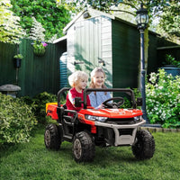 HOMCOM Two-Seater Kids Ride on Truck with Electric Bucket Parental Remote RED