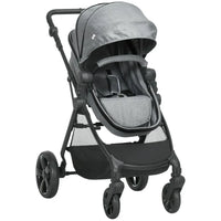 HOMCOM Foldable Baby Pushchair with Fully Reclining Backrest From Birth to 3 Years Grey