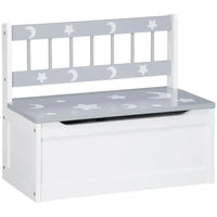 ZONEKIZ Two-In-One Wooden Toy Box Kids Storage Bench with Safety Rod Grey