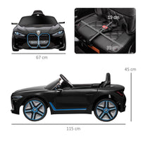 BMW i4 Licensed 12V Kids Electric Ride-On with Portable Battery Black