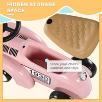 AIYAPLAY Foot To Floor Slider with Steering Wheel Ride On for 12-36 Months Pink