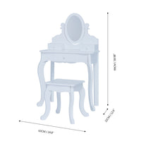 Fantasy Fields Kids Dressing Table Vanity Set Mirror & Stool White TD-12851B