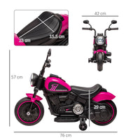 HOMCOM 6V Electric Motorbike with Training Wheels Toddler One-Button Start PINK