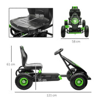 HOMCOM Children Pedal Go Kart with Adjustable Seat Rubber Wheels Brake GREEN