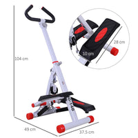 HOMCOM Foldable Stepper Adjustable Step Machine with Handlebar LCD Display Red