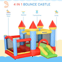 Outsunny Bouncy Castle with Slide Pool 4 in 1 composition with Blower
