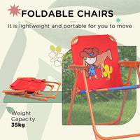 Outsunny Kids Bistro Table and Chair Set with Cowboy Theme Adjustable Parasol