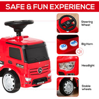 Mercedes Benz Licensed 3-in-1 Ride On Car Kids Truck Storage 12-36 Months RED