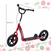 HOMCOM Push Scooter Teen Kids Stunt Bike Ride On with 12 inch EVA Tyres RED