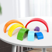 SOKA Wooden Rainbow Stacker Learning Toy Educational Blocks Puzzle 7PCS 3+ Years