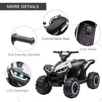 HOMCOM 12V Electric Quad Bikes for Kids Ride On Car ATV Toy for 3-5 Years WHITE