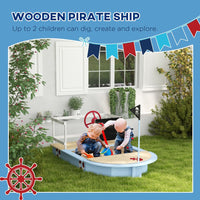 Outsunny Sand Pit with Blackboard Flag Storage Deck for Outdoor Play Blue
