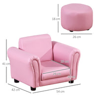HOMCOM Kids Sofa Children Chair Seat Armchair with Footstool Playroom Bedroom Pink
