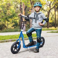 HOMCOM Push Scooter Teen Kids Stunt Bike Ride On with 12 inch EVA Tyres BLUE