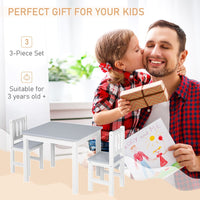 HOMCOM Kids Table and 2 Chairs Set 3 Pieces Toddler Multi-usage Desk Indoor