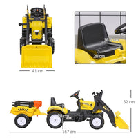 HOMCOM Pedal Go Kart Ride on Excavator Wheels Tyres Kids Children Yellow