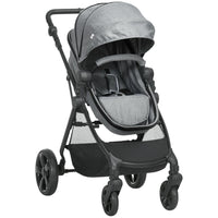 HOMCOM Foldable Baby Pushchair with Fully Reclining Backrest From Birth to 3 Years Grey