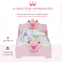 Kids Wooden Princess Crown & Flower Single Bed Safety Side Rails Slats