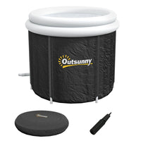 Outsunny Portable Cold Water Therapy Tub Ice Bath with Thermo Lid Black