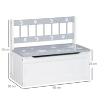 ZONEKIZ Two-In-One Wooden Toy Box Kids Storage Bench with Safety Rod Grey