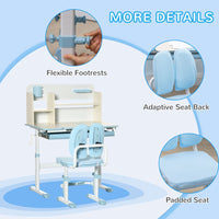 HOMCOM Height Adjustable Kids Desk and Chair Set for Ages 3-12 Years Blue
